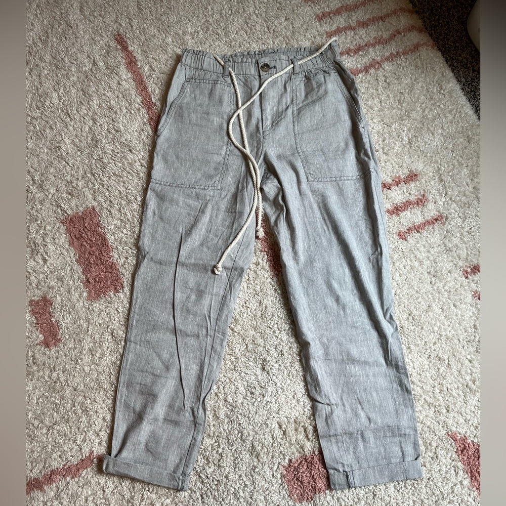 Lou & Grey Crosshatch Softstretch Linen Rope Tie Pants